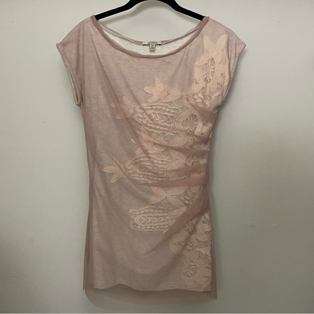 Anthropologie Bordeaux Mesh Overlay Top